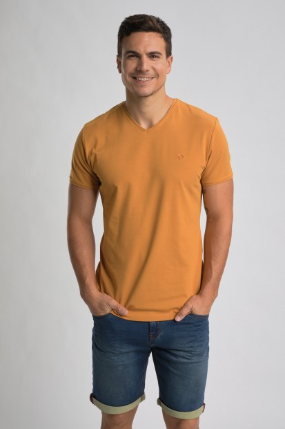 T-shirt uni en coton stretch