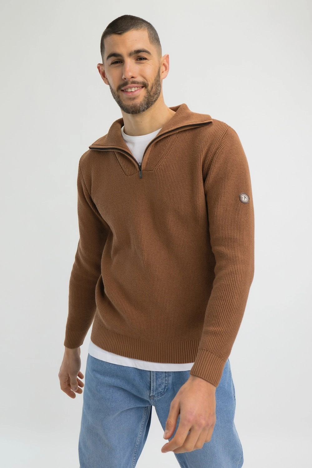 Pull col zippe homme