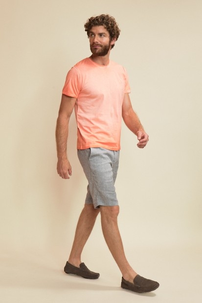 t-shirt orange effet huilé manches courtes pour homme