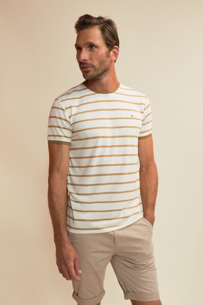 tee-shirt beige à rayures pour homme